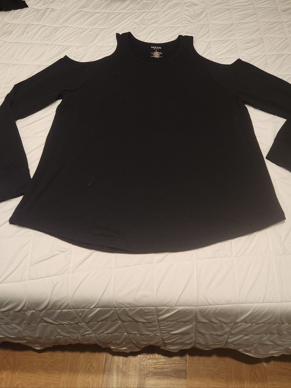 Torrid Black Active Cold Shoulder Sweater With Thumb Holes